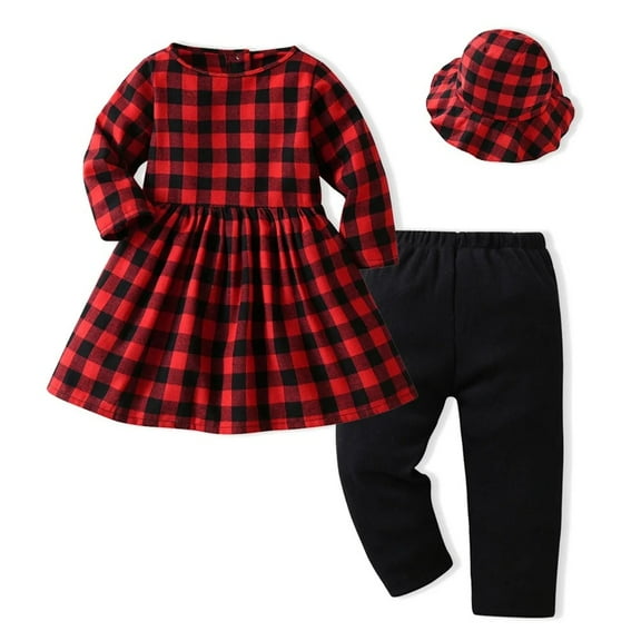 XBASW Brother and Sister Matching Outfits Baby kids Girls Long-Sleeved Dress +Hat Boys Plaid Shirt+Overalls Bowtie Girls Dress+Pants Spring fall Clothes Sets
