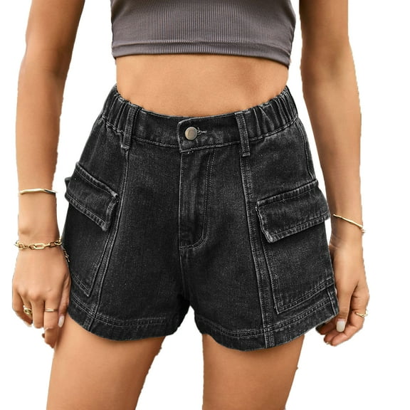 XBASW Cargo Shorts for Womens High Wasited Denim Shorts Casual Summer Jeans Shorts with Pockets S- XXL