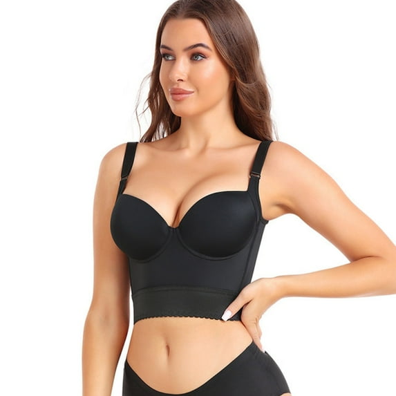 XBASW Deep V Neck Sports Bra for Women Ribbed Crop Tank Top Women's Wirefree Yoga Underwear Breast 34B-46D