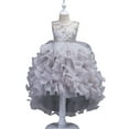 thumbnail image 1 of XBASW Flower Girl Dress Kids Baby Crochet Trailing Tutu Princess Dresses Teen Wedding Bridesmaid Birthday Party Pageant Gown 2-15T, 1 of 7
