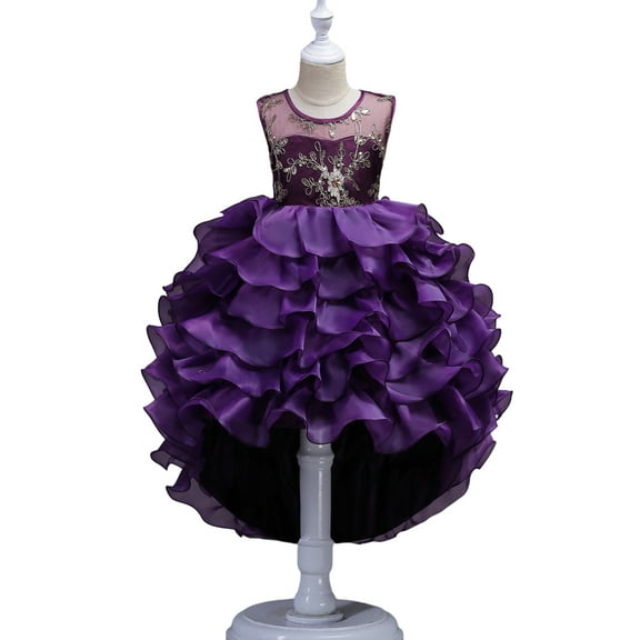 XBASW Flower Girl Dress Kids Baby Crochet Trailing Tutu Princess Dresses Teen Wedding Bridesmaid Birthday Party Pageant Gown 2-15T