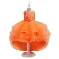 thumbnail image 1 of XBASW Flower Girls Princess Dresses for Baby Toddler Kids Trailing Dress Tulle Puffy Wedding Party Gown for Girls 4-12T, 1 of 9
