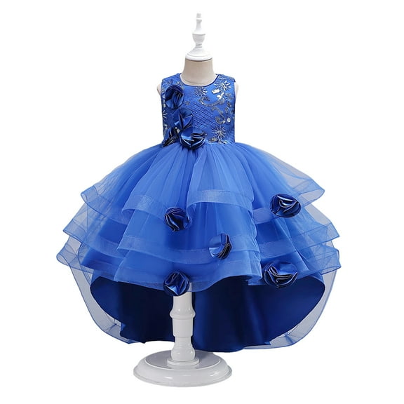 XBASW Flower Girls Princess Dresses for Baby Toddler Kids Trailing Dress Tulle Puffy Wedding Party Gown for Girls 4-12T