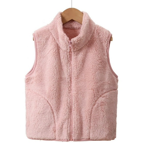 XBASW Girls Boys Fleece Vest Outwear Lightweight Sleeveless Jacket Solid Color Waistcoat with Pockets for Toddler Youth Kids 5 -15 Years
