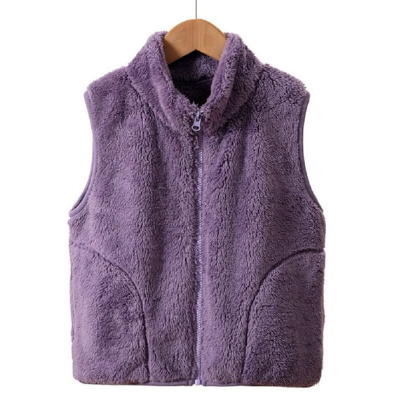 XBASW Girls Boys Fleece Vest Outwear Lightweight Sleeveless Jacket Solid Color Waistcoat with Pockets for Toddler Youth Kids 5 -15 Years