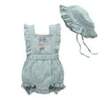 thumbnail image 1 of XBASW Infant Baby Girl Ruffled Sleeveless Romper Summer Jumpsuit Send Hat Cotton Bodysuit Clothes for 0-12 Months, 1 of 9