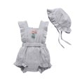 thumbnail image 1 of XBASW Infant Baby Girl Ruffled Sleeveless Romper Summer Jumpsuit Send Hat Cotton Bodysuit Clothes for 0-12 Months, 1 of 9
