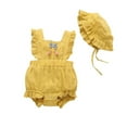 thumbnail image 1 of XBASW Infant Baby Girl Ruffled Sleeveless Romper Summer Jumpsuit Send Hat Cotton Bodysuit Clothes for 0-12 Months, 1 of 9