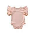 thumbnail image 1 of XBASW Infant Baby Girls Rompers Short Sleeve Bodysuits Lace Sleeves Bodysuit Summer Cotton Onesies for 0-18M, 1 of 10