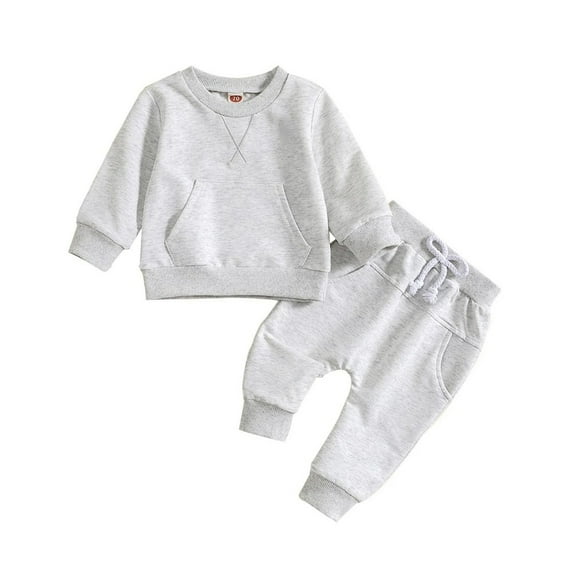 XBASW Infant Baby Sweatsuit 2PCS Outfit for Boys Girls Solid Color Pullover Sweatshirt Jogger Sweatpants Spring Fall Winter Set 3M-3Years