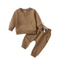 thumbnail image 1 of XBASW Infant Baby Sweatsuit 2PCS Outfit for Boys Girls Solid Color Pullover Sweatshirt Jogger Sweatpants Spring Fall Winter Set 3M-3Years, 1 of 11