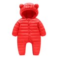 thumbnail image 1 of XBASW Infant Baby Winter down Jumpsuit for Girls Boys Hooded Snowsuit Lightweight Puffer Bodysuit Jacket 3M-18M, 1 of 8
