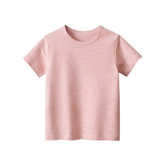 XBASW Kids Baby Boys Girls Cotton T-Shirt Crewneck Shirt Casual Solid Color Tops Summer Short Sleeve Tees 1-6T