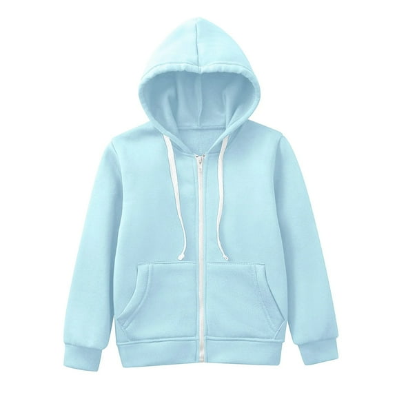 XBASW Kids Baby Boys Girls Fleece Sweatshirt Jackets Solid Color Zip up Hoodie Top Autumn Winter Sweater Coats for 3-12 Years