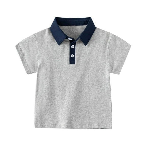 XBASW Kids Baby Boys Lapel T Shirt Summer Short Sleeved Shirt Toddler Solid Color Cotton Tees Tops for Boys Size 1-6T