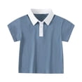 thumbnail image 1 of XBASW Kids Baby Boys Lapel T Shirt Summer Short Sleeved Shirt Toddler Solid Color Cotton Tees Tops for Boys Size 1-6T, 1 of 9