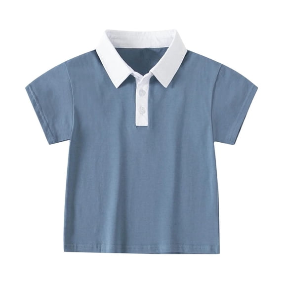 XBASW Kids Baby Boys Lapel T Shirt Summer Short Sleeved Shirt Toddler Solid Color Cotton Tees Tops for Boys Size 1-6T