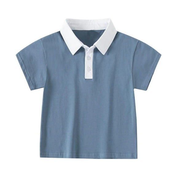 XBASW Kids Baby Boys Lapel T Shirt Summer Short Sleeved Shirt Toddler Solid Color Cotton Tees Tops for Boys Size 1-6T