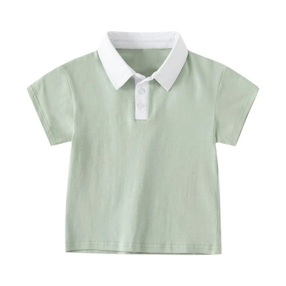 XBASW Kids Baby Boys Lapel T Shirt Summer Short Sleeved Shirt Toddler Solid Color Cotton Tees Tops for Boys Size 1-6T