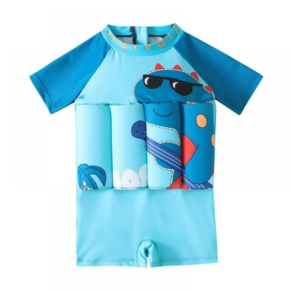 XBASW Kids Baby Boys One-Piece Swimsuits Floating Swimsuit Boys Cartoon Zip up Beach Bathing Suit 2-6T