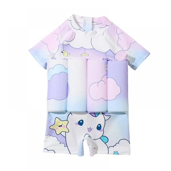 XBASW Kids Baby Boys One-Piece Swimsuits Floating Swimsuit Boys Cartoon Zip up Beach Bathing Suit 2-6T