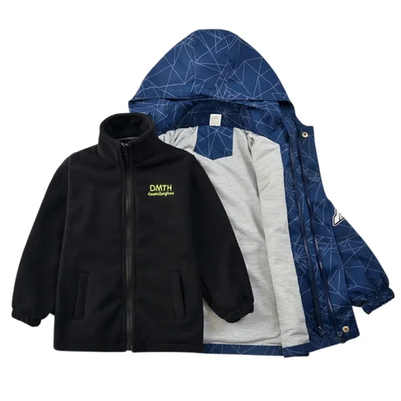 XBASW Kids Baby Boys Waterproof Ski Jacket 3 in 1 Snow Hooded Coats Teen Fall Winter Warm Fleece Jacket Outdoor Raincoat for Boys 3-13Y
