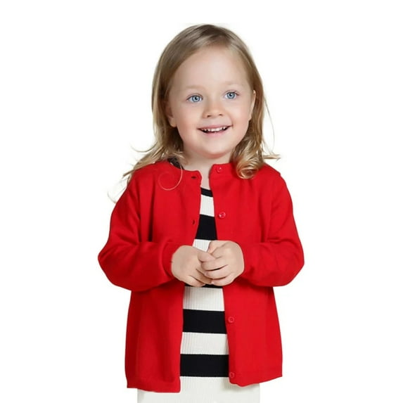 XBASW Kids Baby Cardigan Sweater for Girls Cotton Knit Top Toddler Spring Fall Button Sweater Jacket 1-7T