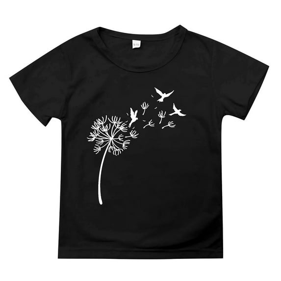 XBASW Kids Baby Dandelion Printed T-Shirt for Girls Summer Short Sleeve Tops 2-14 Years Teen Crewneck Tees Shirts for Girls