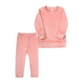 thumbnail image 1 of XBASW Kids Baby Girl's Velour Sweatsuit Outfits Toddler Girls Pullover Sweatshirt Tops + Sweatpants Fall Winter 2PCS Set, 1 of 9
