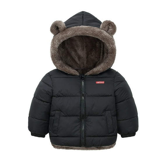 XBASW Kids Baby Girls Boys' Winter Fleece Jackets with Ears Hooded Toddler Cotton Warm Coat Thick Outerwear for 1-7 Years