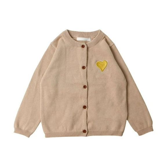 XBASW Kids Baby Girls Embroidered Sweater Solid Cardigans Jacket Spring Fall Girls Knitting Sweater for Toddler 1-7 Years