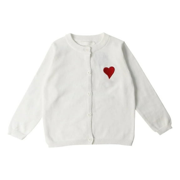 XBASW Kids Baby Girls Embroidered Sweater Solid Cardigans Jacket Spring Fall Girls Knitting Sweater for Toddler 1-7 Years
