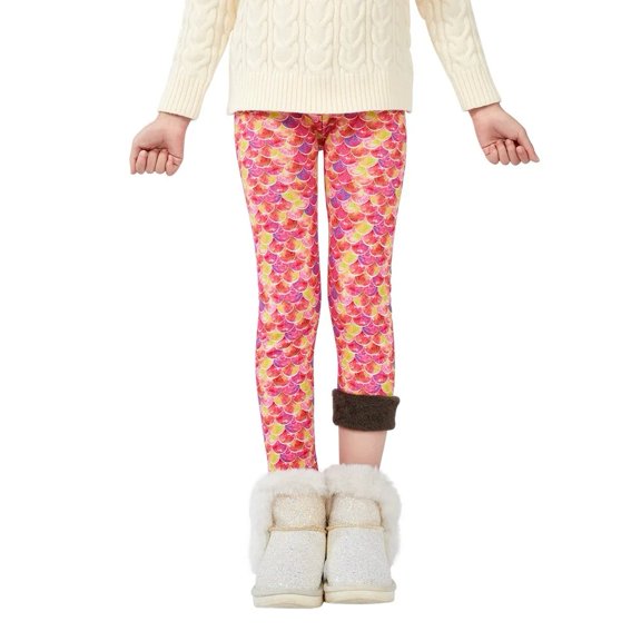 XBASW Kids Baby Girls Fleece Leggings Warm Stretch Tights Winter Bottoms Pants Skinny Trousers for Toddler 2-13T