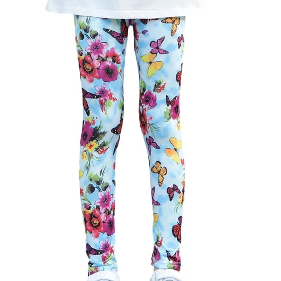 XBASW Kids Baby Girls Floral Leggings Stretch Casual Tights Soft Sports Dance Pants Girls Spring Fall Trousers for 2-12 Years