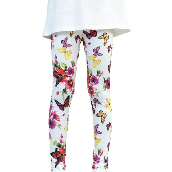 XBASW Kids Baby Girls Floral Leggings Stretch Casual Tights Soft Sports Dance Pants Girls Spring Fall Trousers for 2-12 Years