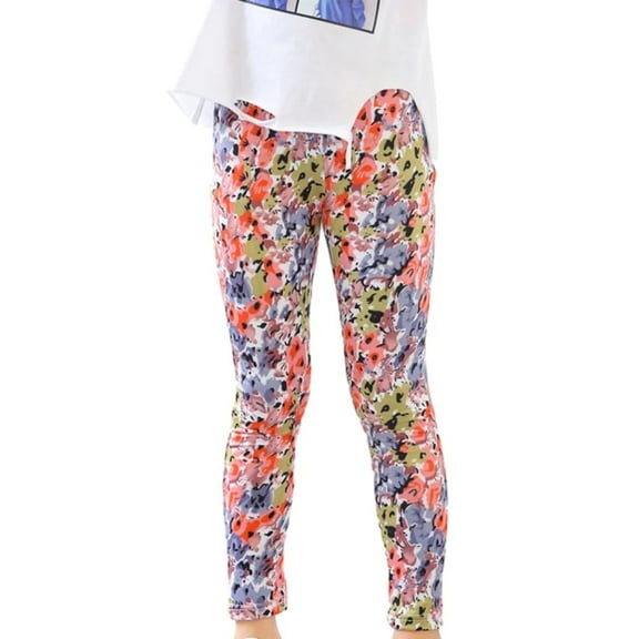 XBASW Kids Baby Girls Floral Leggings Stretch Casual Tights Soft Sports Dance Pants Girls Spring Fall Trousers for 2-12 Years
