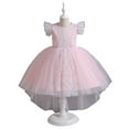 thumbnail image 1 of XBASW Kids Baby Girls Fly Sleeve Princess Dress Toddler Tulle Tutu Dresses Flower Girl Pageant Wedding Party Gown for 4-12 Years, 1 of 9
