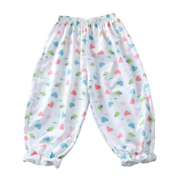 XBASW Kids Baby Girls Lace Harem Pants Summer Loose Trousers Toddler Printing Bloomers Anti-Mosquito Pants for Girls 1-12T