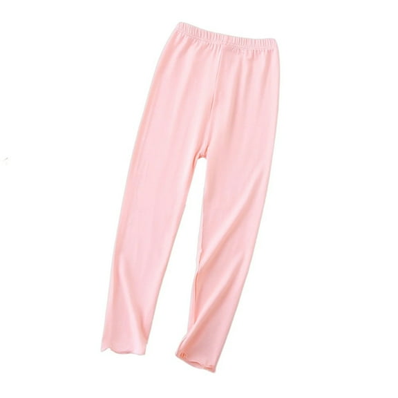 XBASW Kids Baby Girls Leggings Girls Spring Summer Thin Pants Solid Color Bottoms Baby Wooden Ear Edge Trousers for Girls 1-9 Years