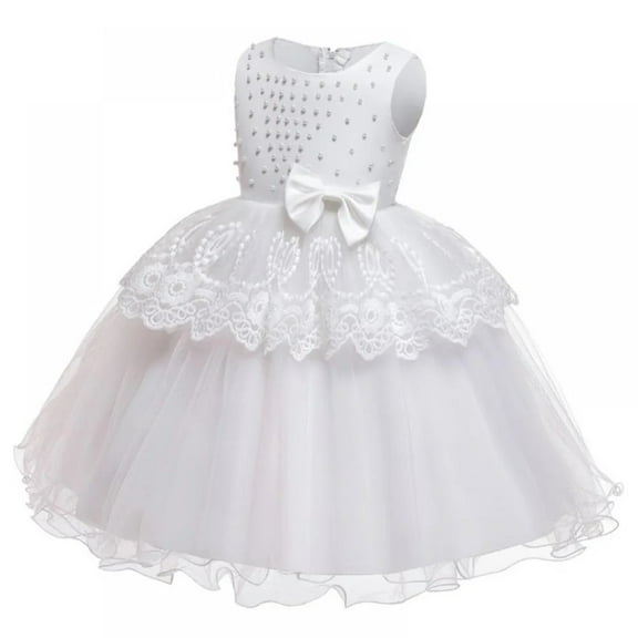 XBASW Kids Baby Girls Party Formal Princess Dresses Flower Girl Dress with Bowknot Toddler Tutu Wedding Party Gown 1-8T