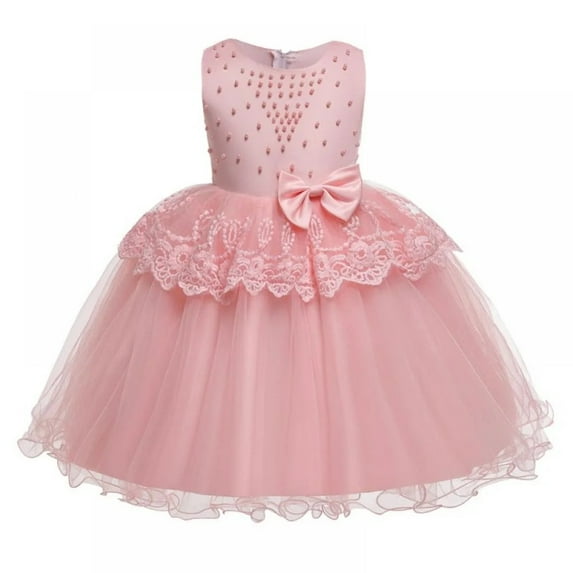 XBASW Kids Baby Girls Party Formal Princess Dresses Flower Girl Dress with Bowknot Toddler Tutu Wedding Party Gown 1-8T