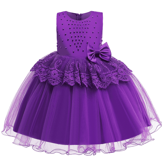 XBASW Kids Baby Girls Party Formal Princess Dresses Flower Girl Dress with Bowknot Toddler Tutu Wedding Party Gown 1-8T