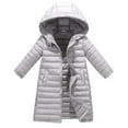 thumbnail image 1 of XBASW Kids Baby Long down Coat Hooded Puffer Jacket Toddler Fall Winter Unisex Solid Color Warm Outerwear 3-11T, 1 of 7