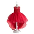 thumbnail image 1 of XBASW Kids Baby Sleeveless Lace Girls Dresses Flower Girl Trailing Princess Dress Toddler Performance Wedding Party Gown for Girls 4-12T, 1 of 10