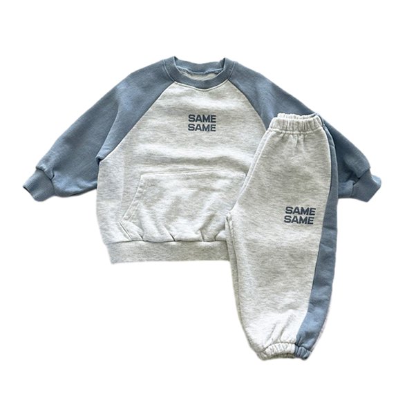 XBASW Kids Baby Sweatshirt Pants Spring Fall Set Toddler Boys Girls Color Blocking Sweater Tops Sweatpants Letters Print Outfit 9M - 6Y