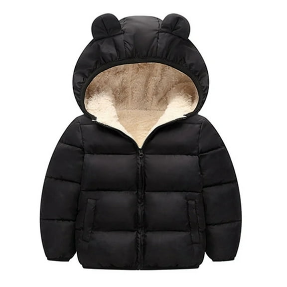 XBASW Kids Baby Winter Fleece Jacket Bear Hooded down Cotton Coats for Boys Girls Puffer Padded Outerwear 1-6T
