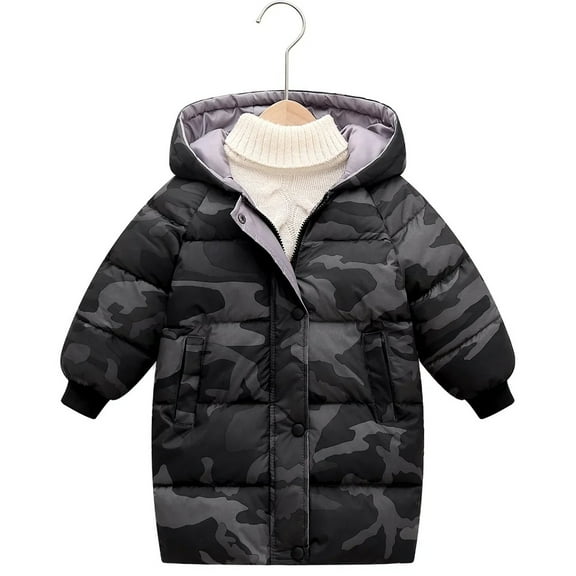 XBASW Kids Baby Winter Hooded Jacket Warm Cotton Coats Toddler Medium-Length Puffer Padded Outerwear Jacket for Boys Girls 2-10Y