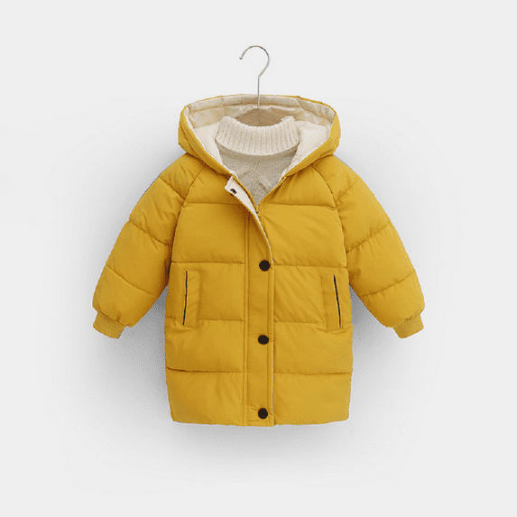 XBASW Kids Baby Winter Hooded Jacket Warm Cotton Coats Toddler Medium-Length Puffer Padded Outerwear Jacket for Boys Girls 2-10Y