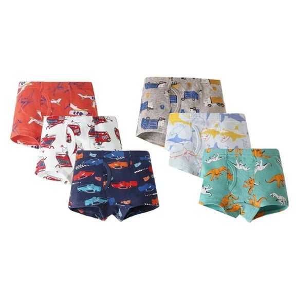 XBASW Kids Boys Girls Briefs Underwear 100% Cotton Four Corners Shorts Dinosaur Briefs for 2-10T(6PCS)