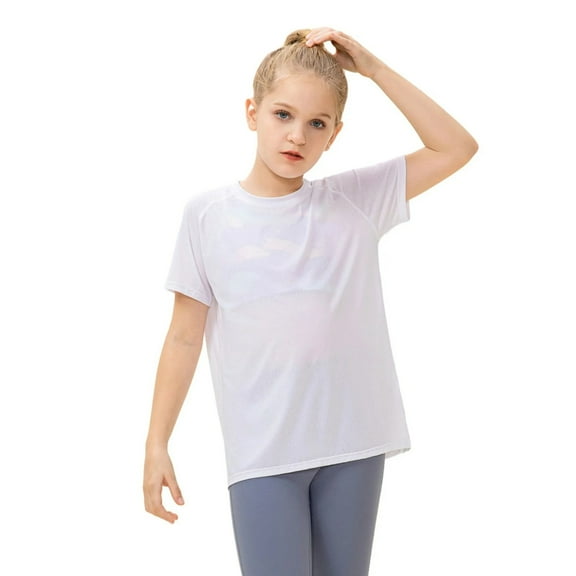 XBASW Kids Girls' Active T-Shirt Shirts Short Sleeve Quick Dry Tees Toddler Summer Light Performance Shirt for Girls 5-12T